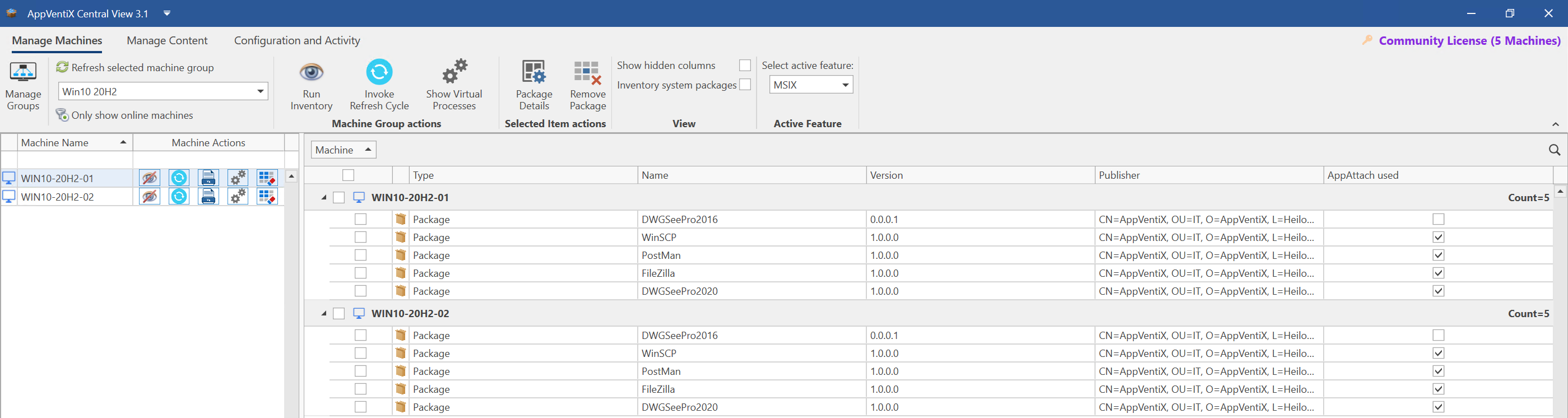 Machine Inventory - AppVentiX 3.1.24