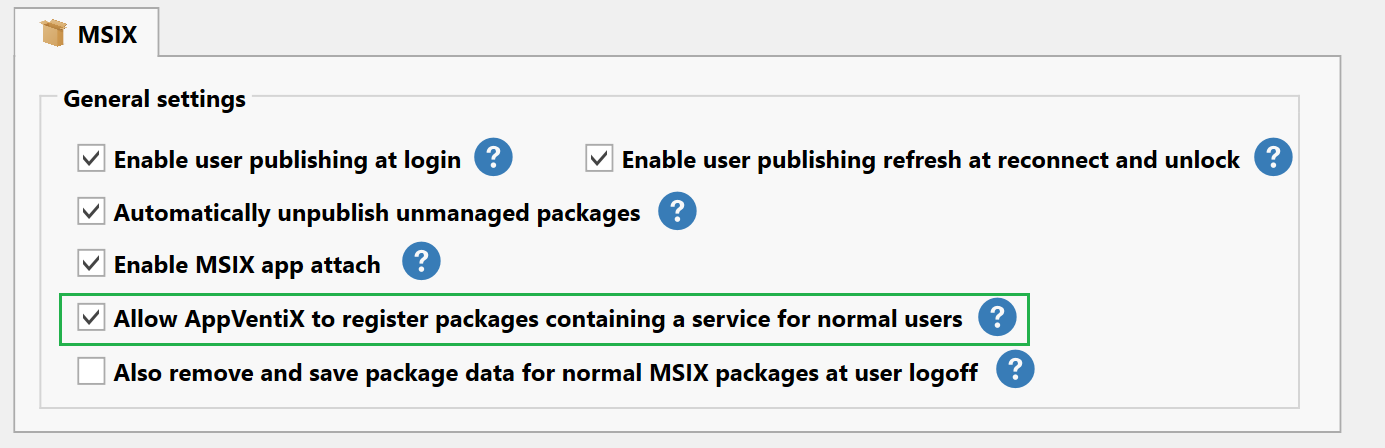 MSIX agent settings - AppVentiX 3.1.24