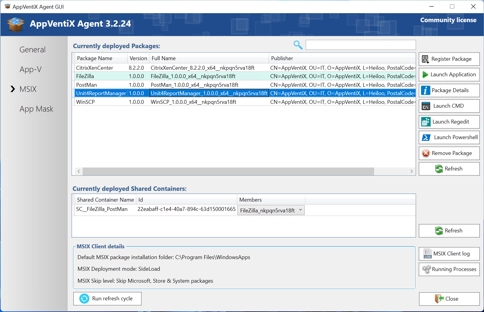 Agent MSIX shared container - AppVentiX 3.2.24