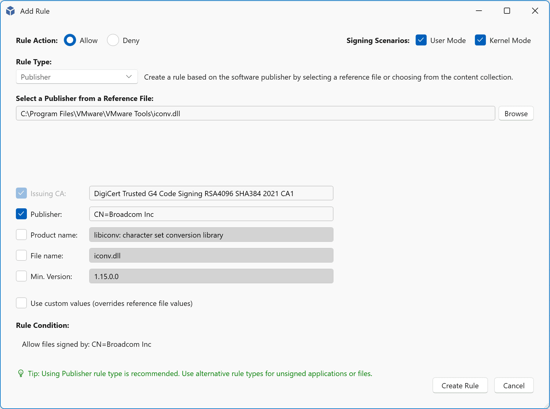 AppControlPublisherRule - AppVentiX 5.0.26