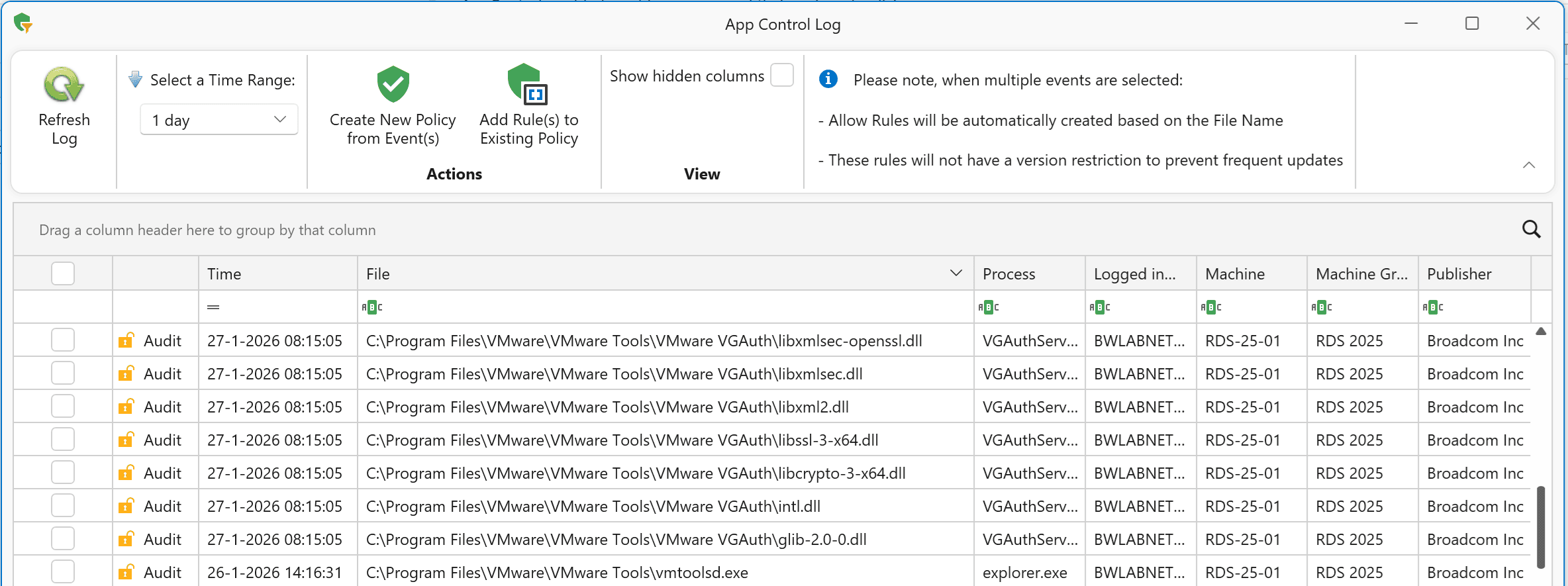 AppcontrolAuditEvents - AppVentiX 5.0.26