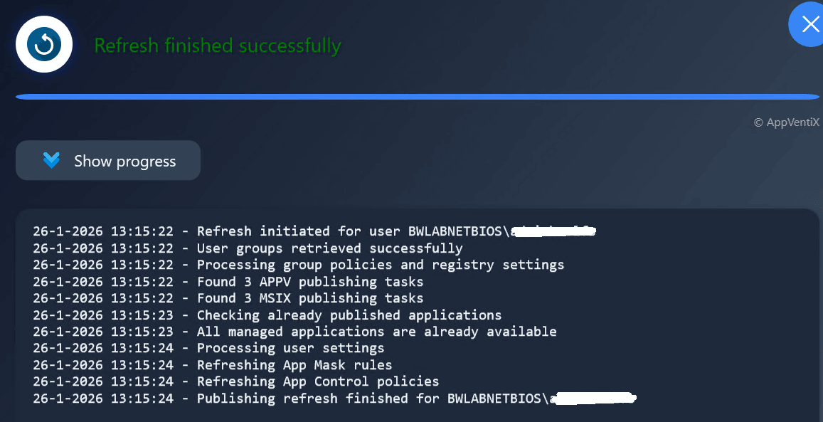 Workspace Refresh - AppVentiX 5.0.26